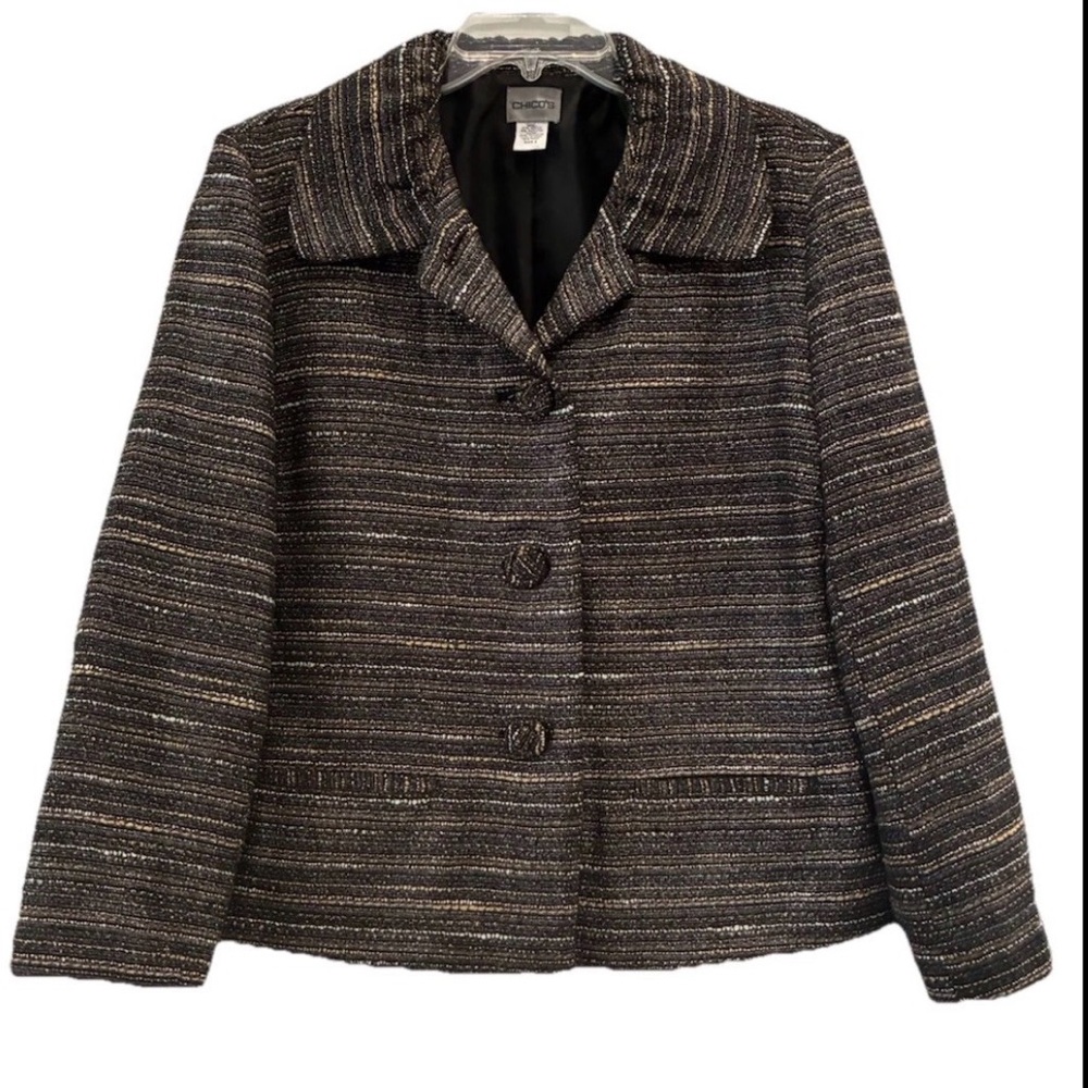 Chico's Textured Black, Gray and taupe Blazer